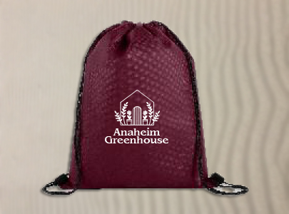 Custom imprinted Non-Woven Drawstring Cinch Backpack for Anaheim, CA with a local business logo