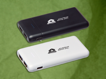 Custom imprinted Counsel Mini Power Bank for Anaheim, CA with a local business logo